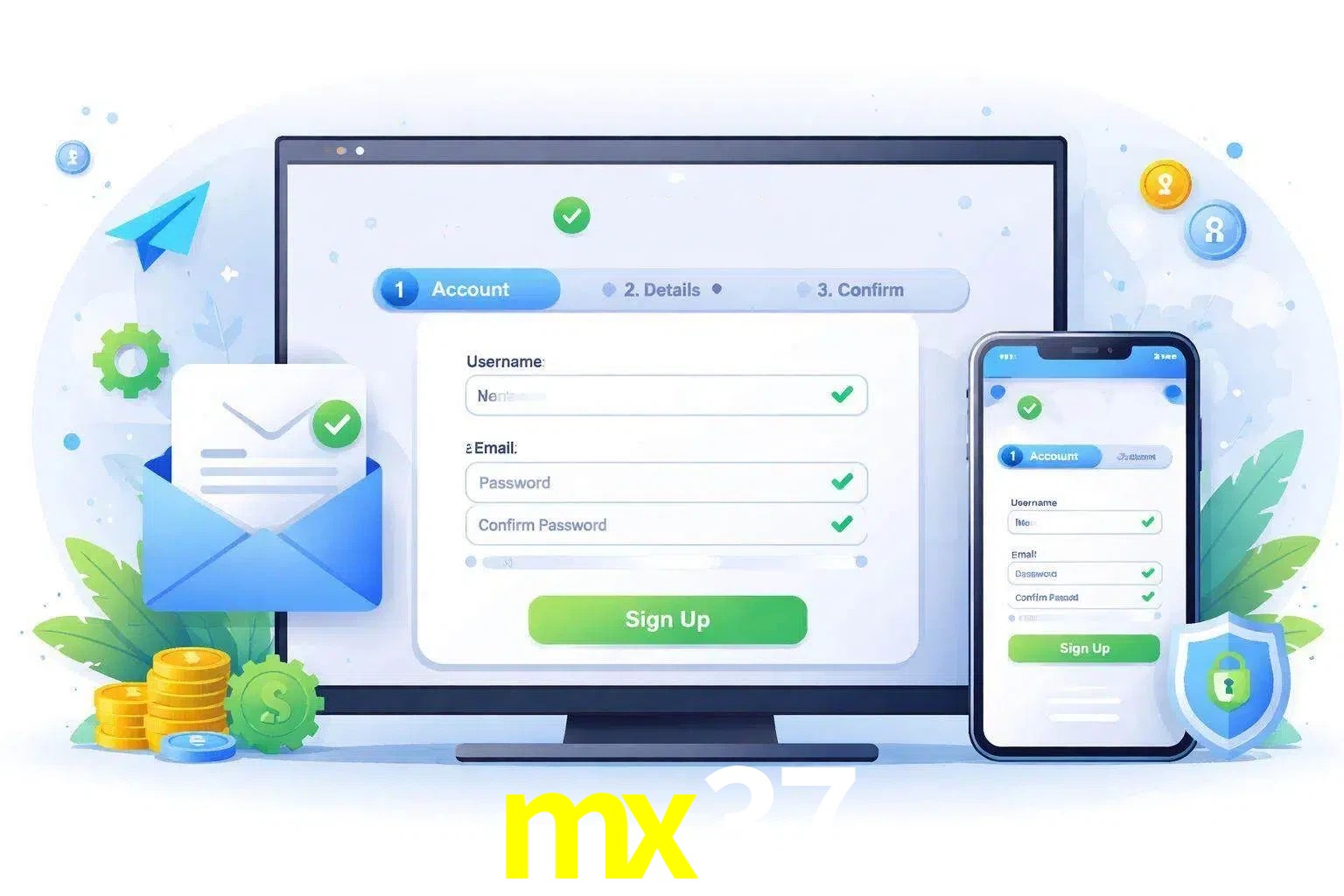 Registro de nuevo usuario y configuración de cuenta mx37